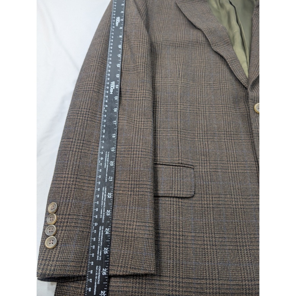 Joseph Feiss Blazer Coat Sport Suit Jacket Lambswool Houndstooth Plaid 48L 50" - Picture 6 of 13